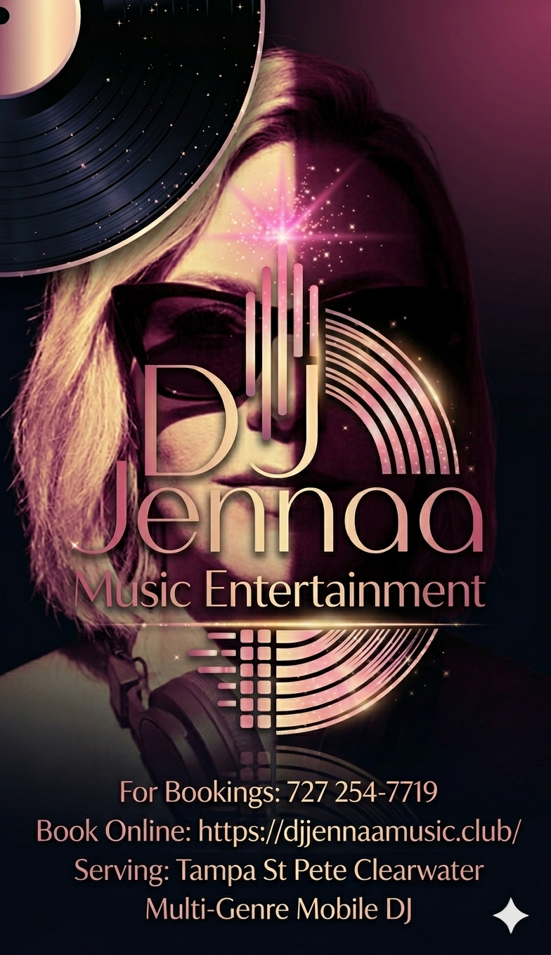 DJ Jennaa Music Entertainment card for Tampa Bay mobile DJ bookings